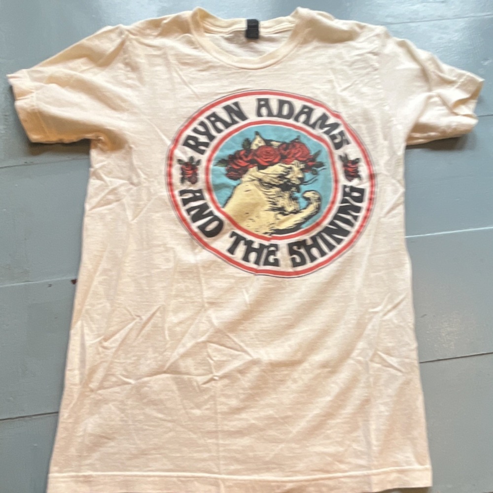 Ryan Adams Band Tee Women Cream Graphic T Shirt Roses Short Sleeve Top